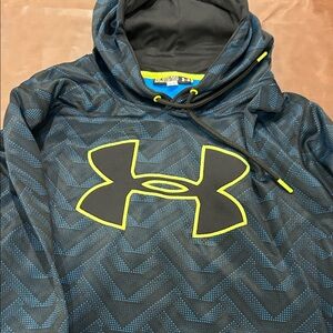 Under Armour Black and Neon Yellow Patterned Hoodie